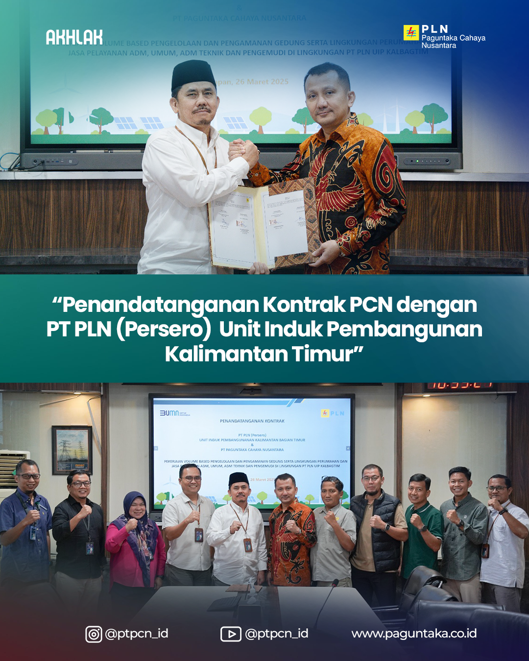 Penandatanganan Kontrak Kerja Sama Dengan PT PLN (Persero) Unit Induk Pembangunan Kalimantan Timur (UIP Kalbagtim) 