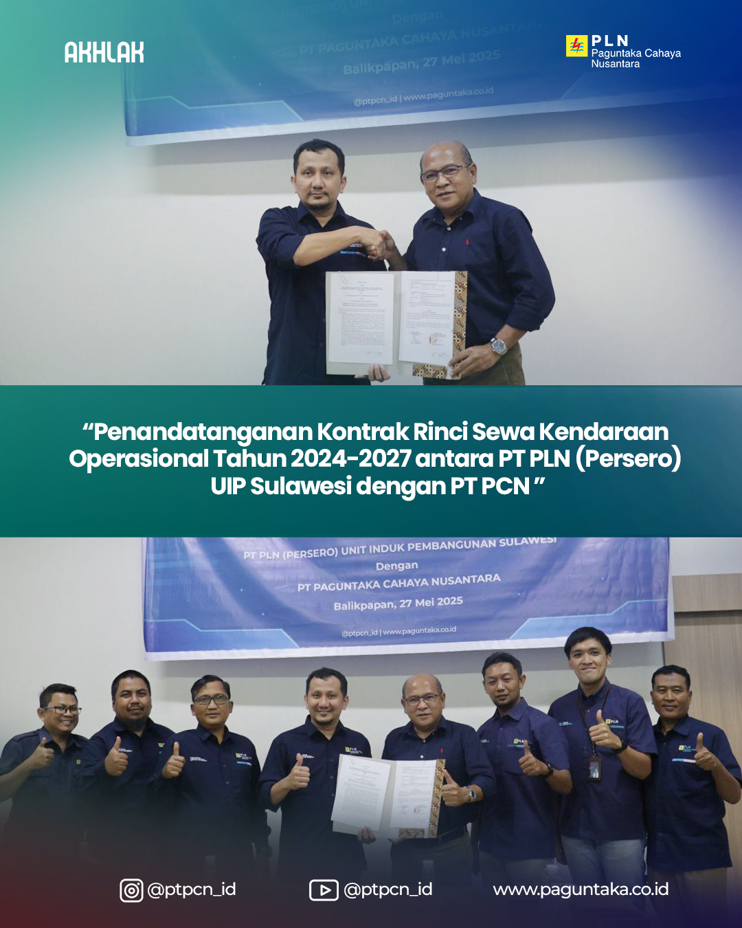 Penandatanganan Kontrak Rinci Sewa Kendaraan Operasional Tahun 2024-2027 Antara PT PLN (Persero) UI