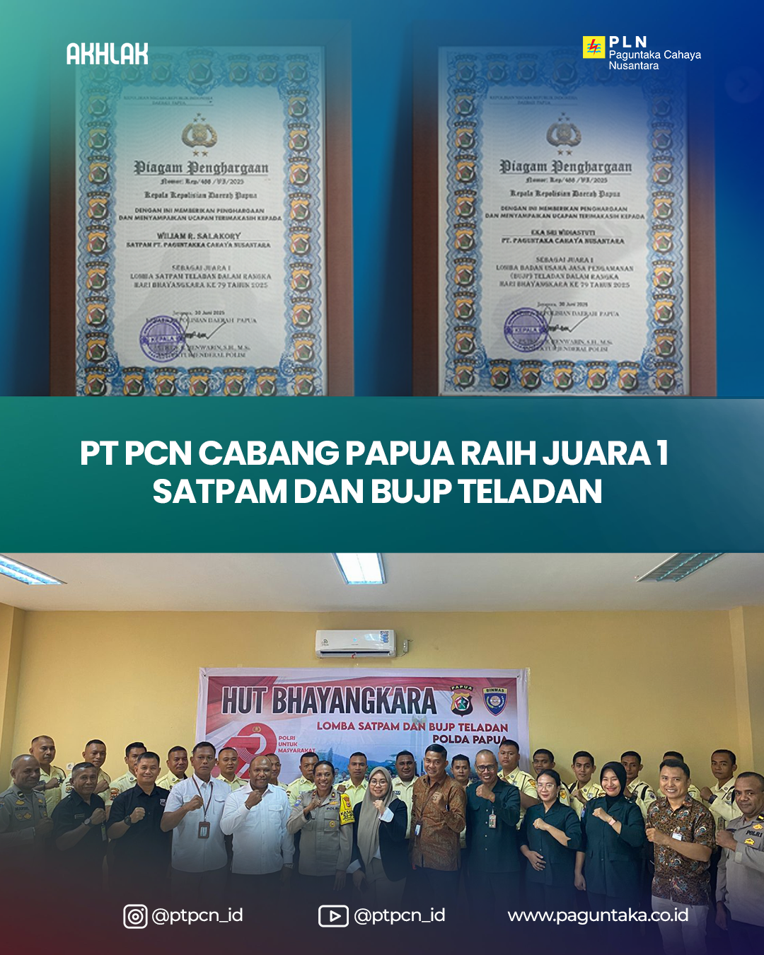PT PCN CABANG PAPUA RAIH JUARA 1 SATPAM DAN BUJP TELADAN